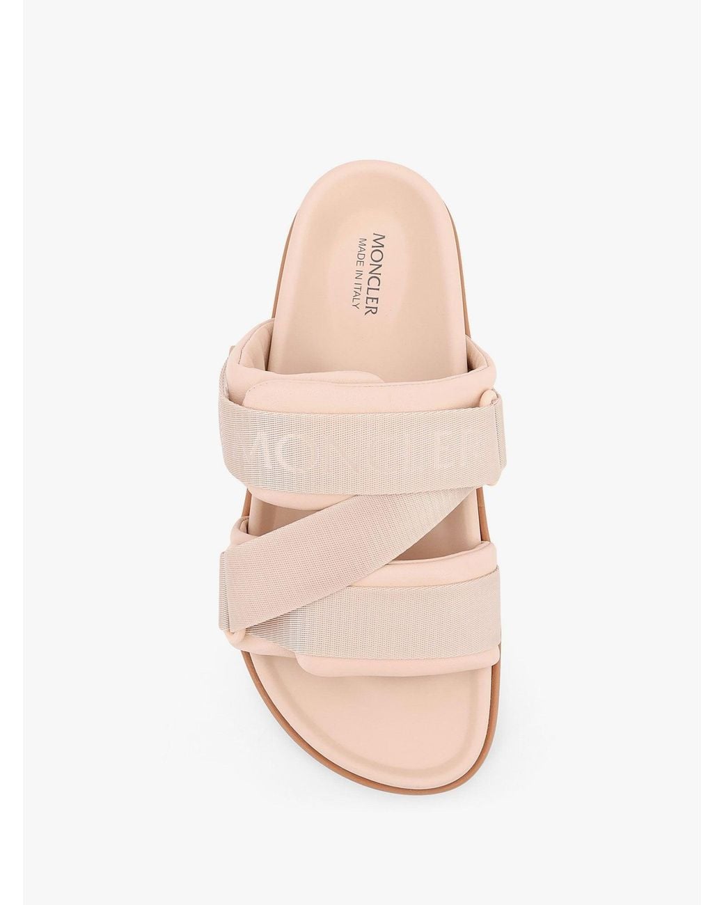 Moncler Pink Mon Summer Leather Sandals With Nylon Details