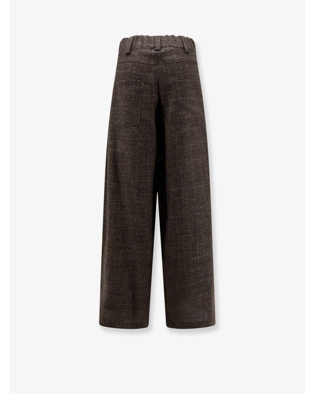 Alysi Brown Wool And Linen Blend Trousers