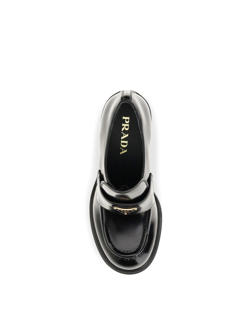 Prada Black Leather Heeled Loafers