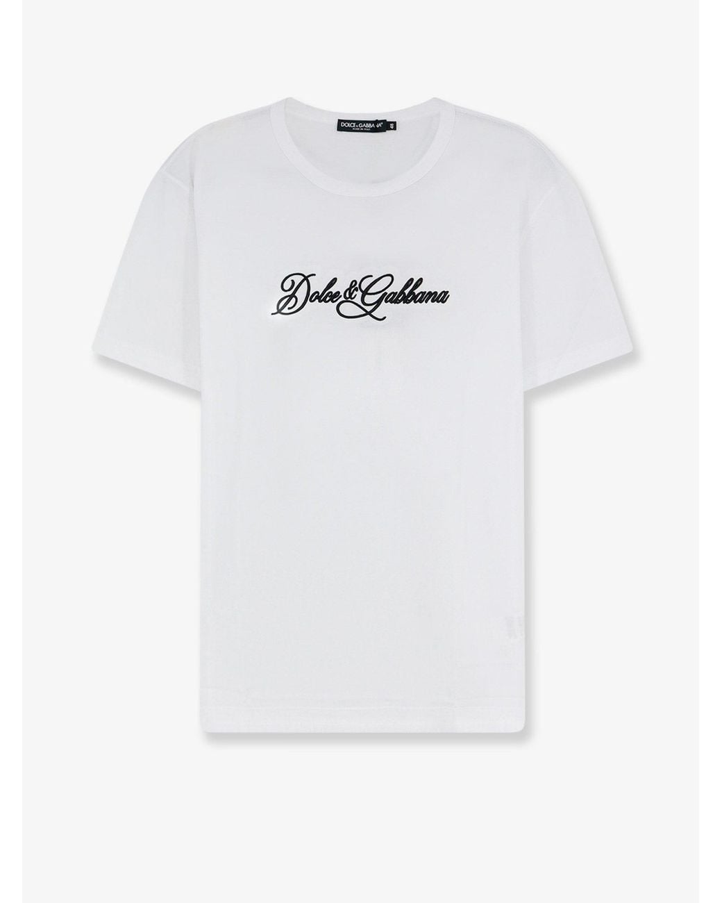 Dolce & Gabbana White Cotton T-Shirt With Logo for men
