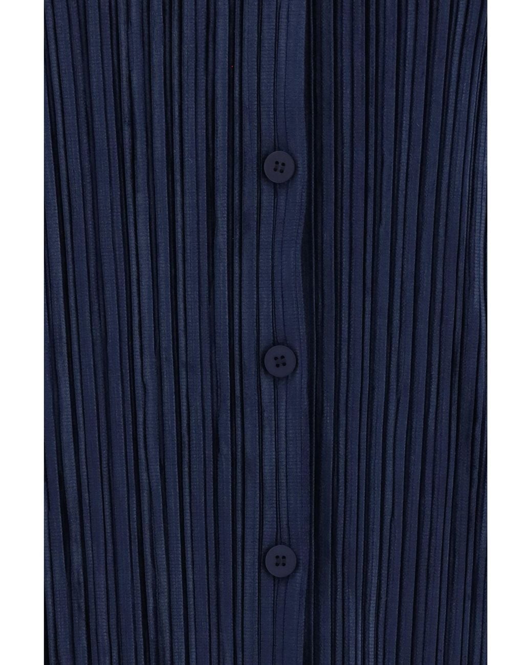 GONGDID DESIGN Blue Fine Striped Velvet-Like Shirt