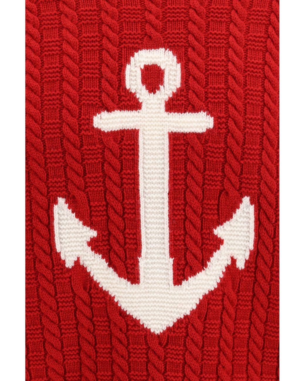 Thom Browne Red 4-Bar Anchor Merino Wool Sweater for men