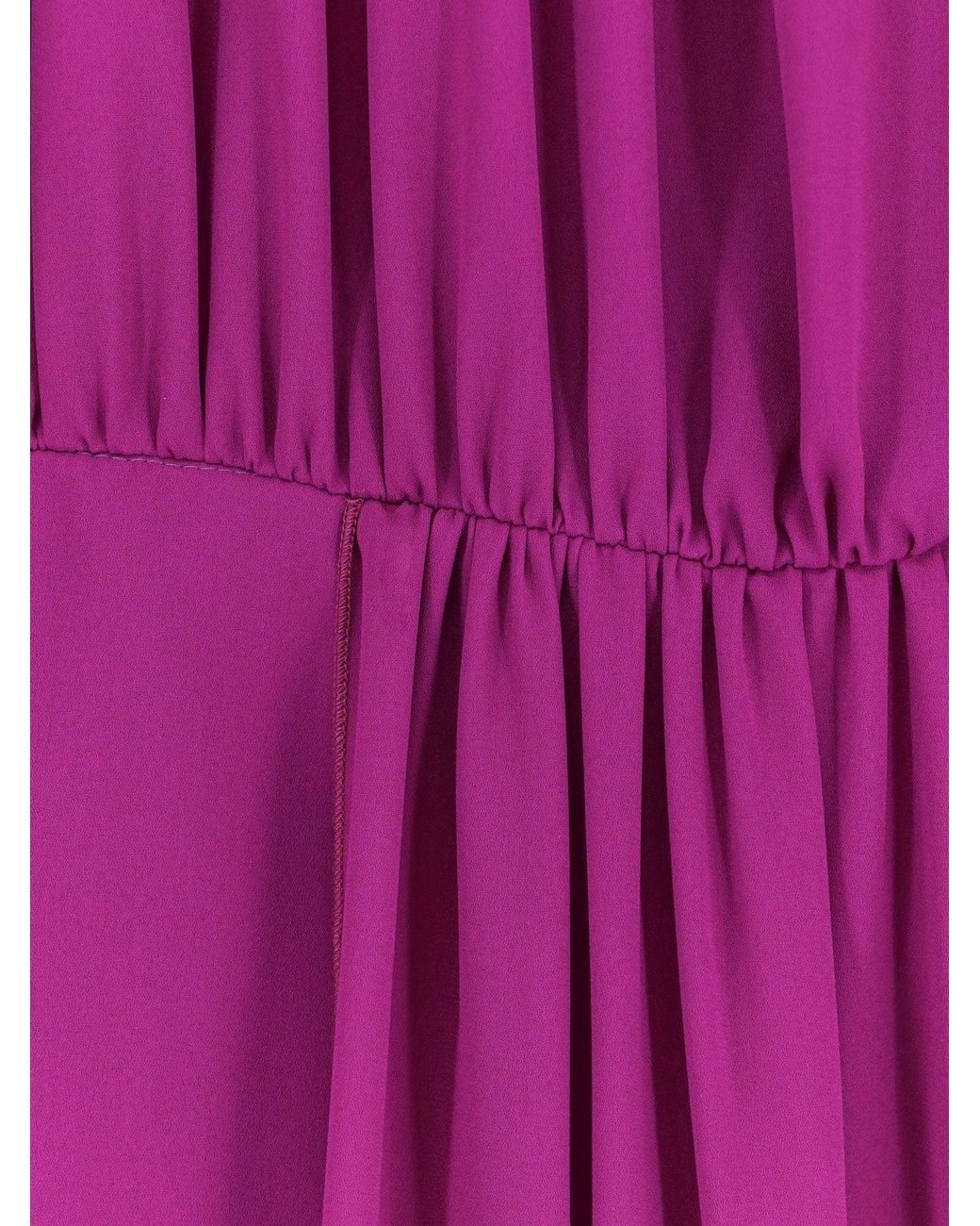ACTUALEE Purple Satin Dress With Padded Shoulders