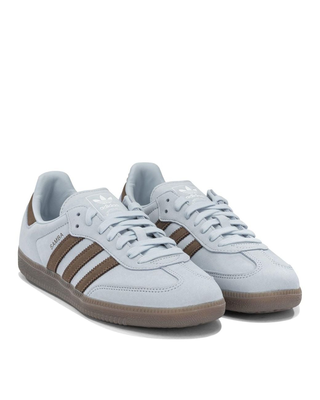 Adidas Originals Gray Samba Og Lightblue Leather Rubber Sneakers