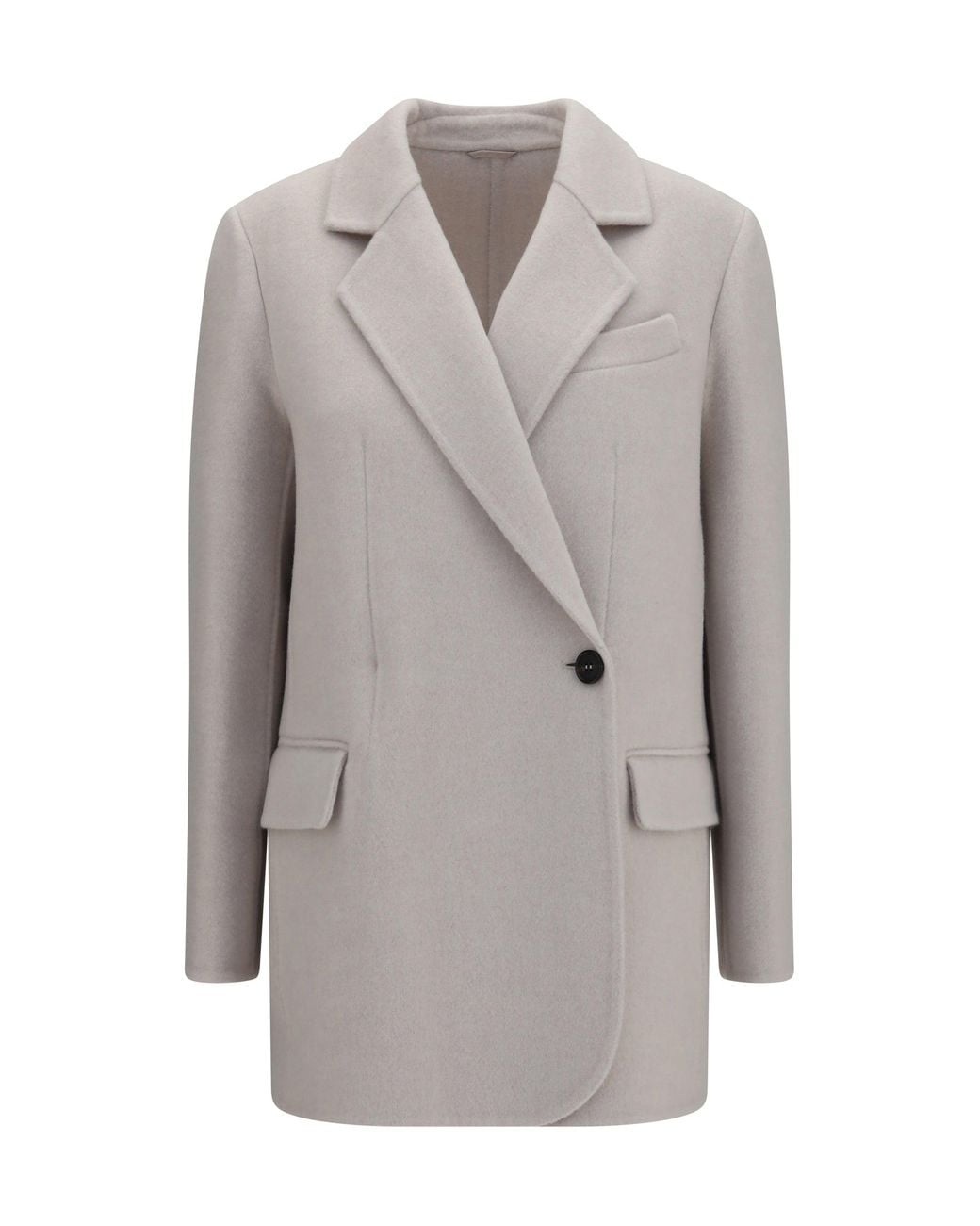 Brunello Cucinelli Gray Single-Breasted Wool And Cashmere Jacket