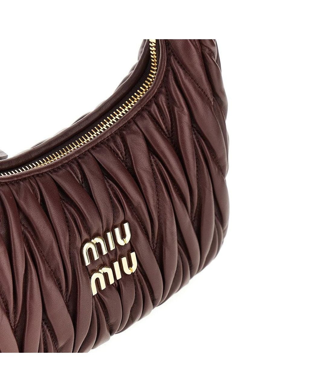 Miu Miu Brown Small Miu Wander Hobo Bag