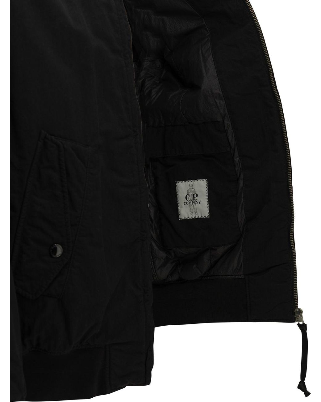C P Company Black "T-Flatt Lens" Bomber Jacket for men