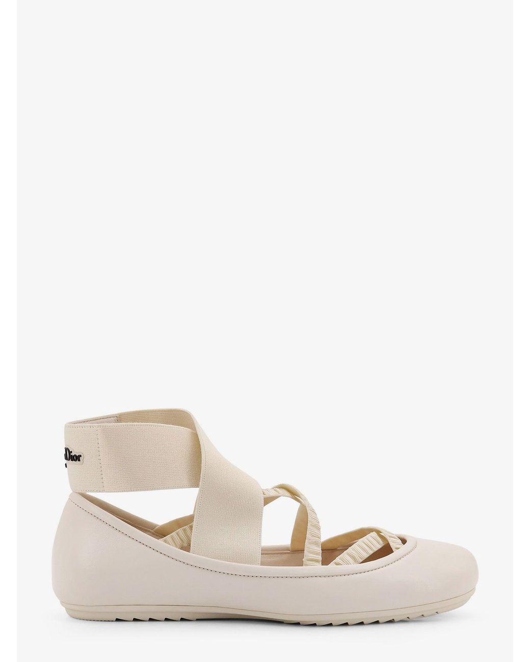 Dior Natural Dior Shade Leather Ballerinas With Elastic Bands