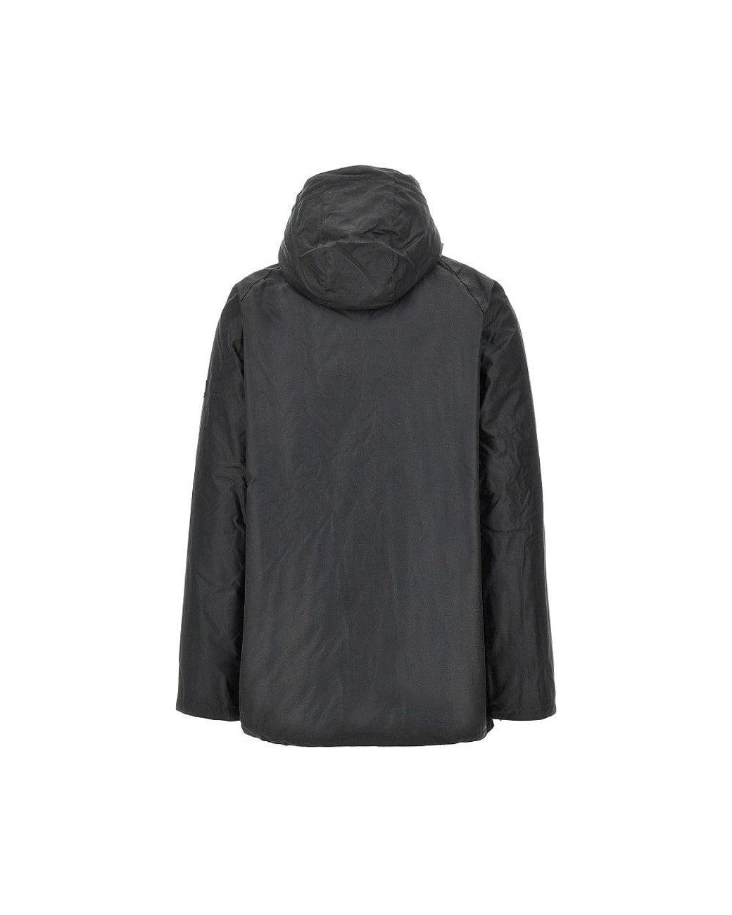 Barbour Gray 'Oakdale' Waxed Cotton Padded Parka Coat