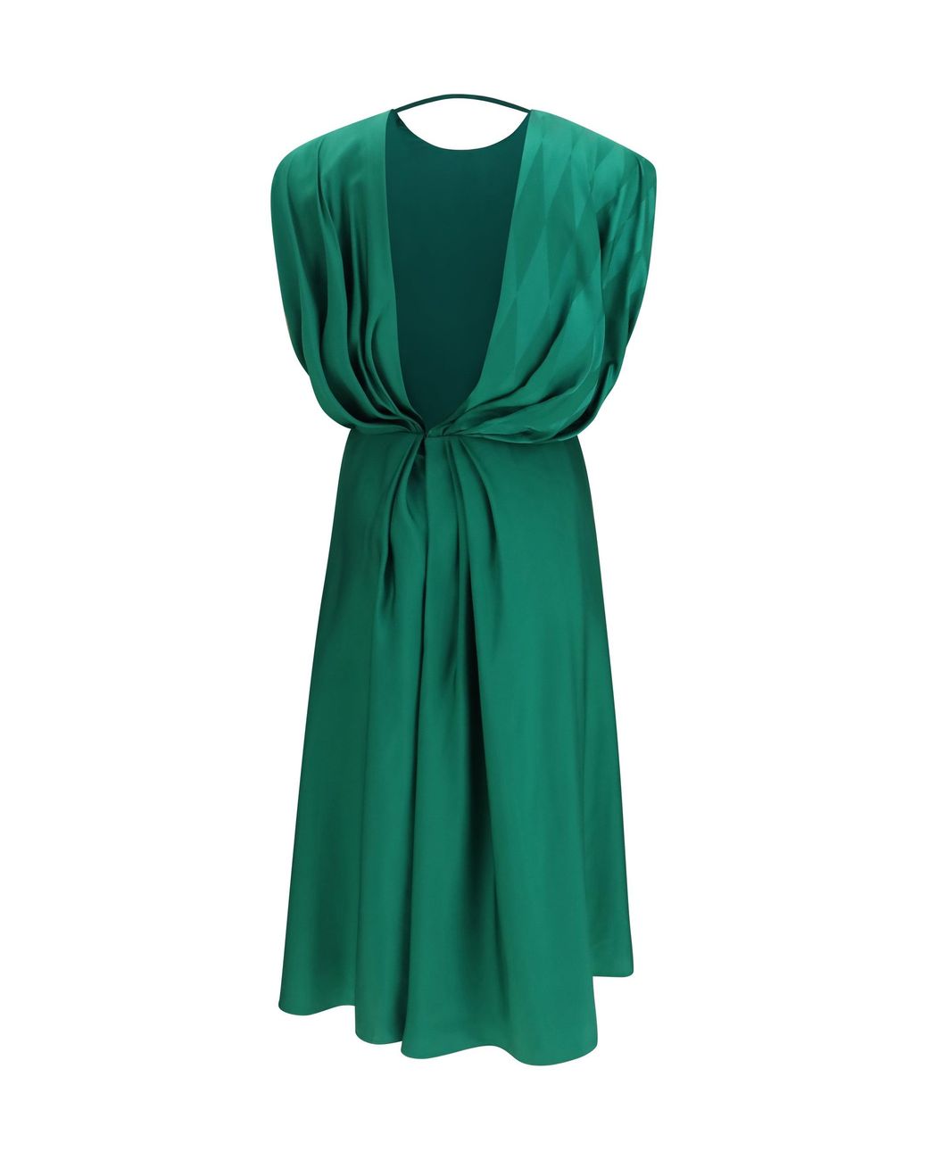 Versace Green Midi Silk Dress With Twist Detail