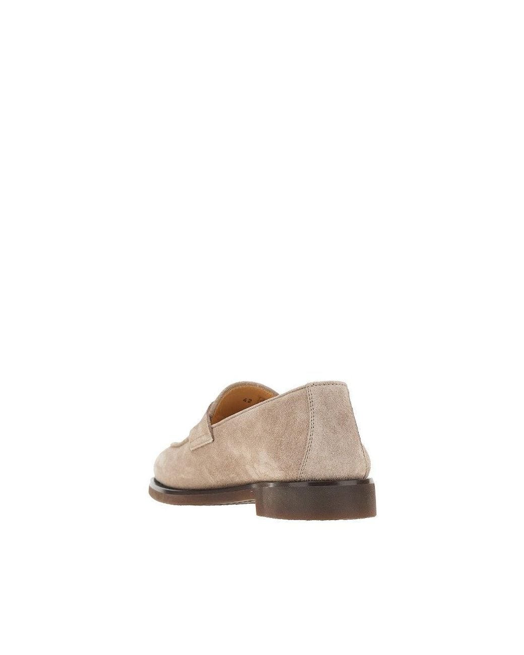Brunello Cucinelli Natural Suede Leather Penny Loafers for men
