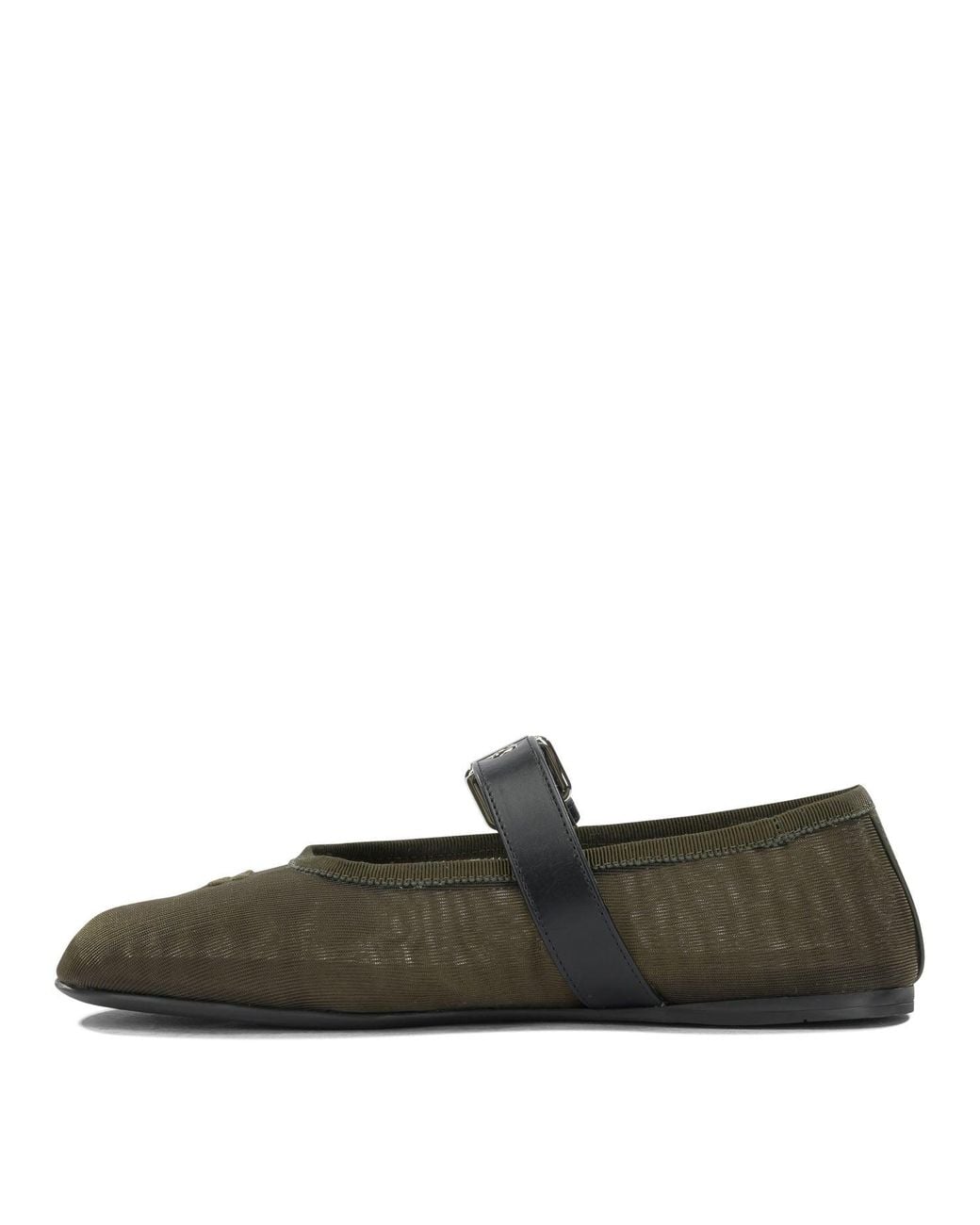 Miu Miu Green Mary Jane Mesh Ballet Flats