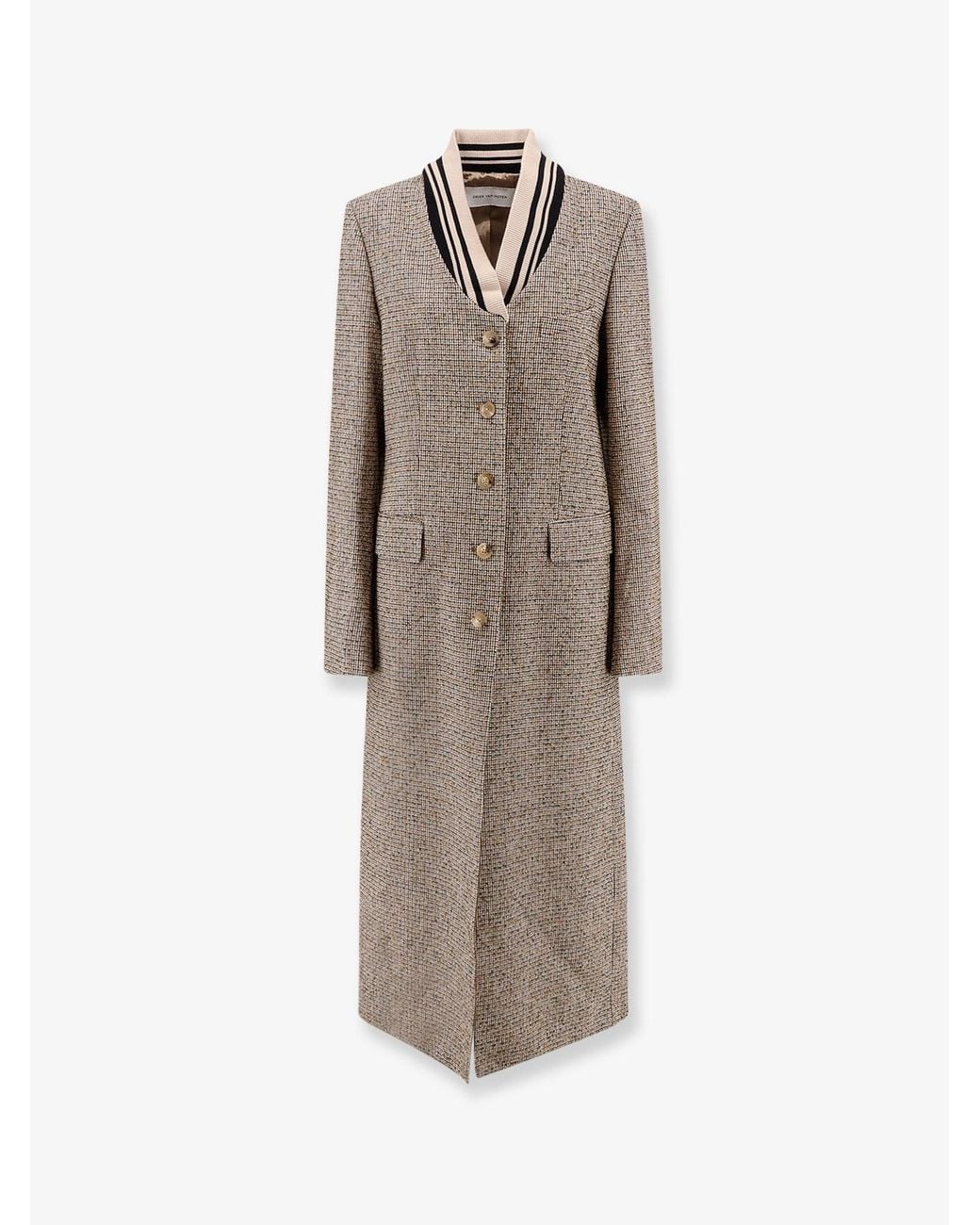 Dries Van Noten White Ritt Madras Cotton Blend Coat