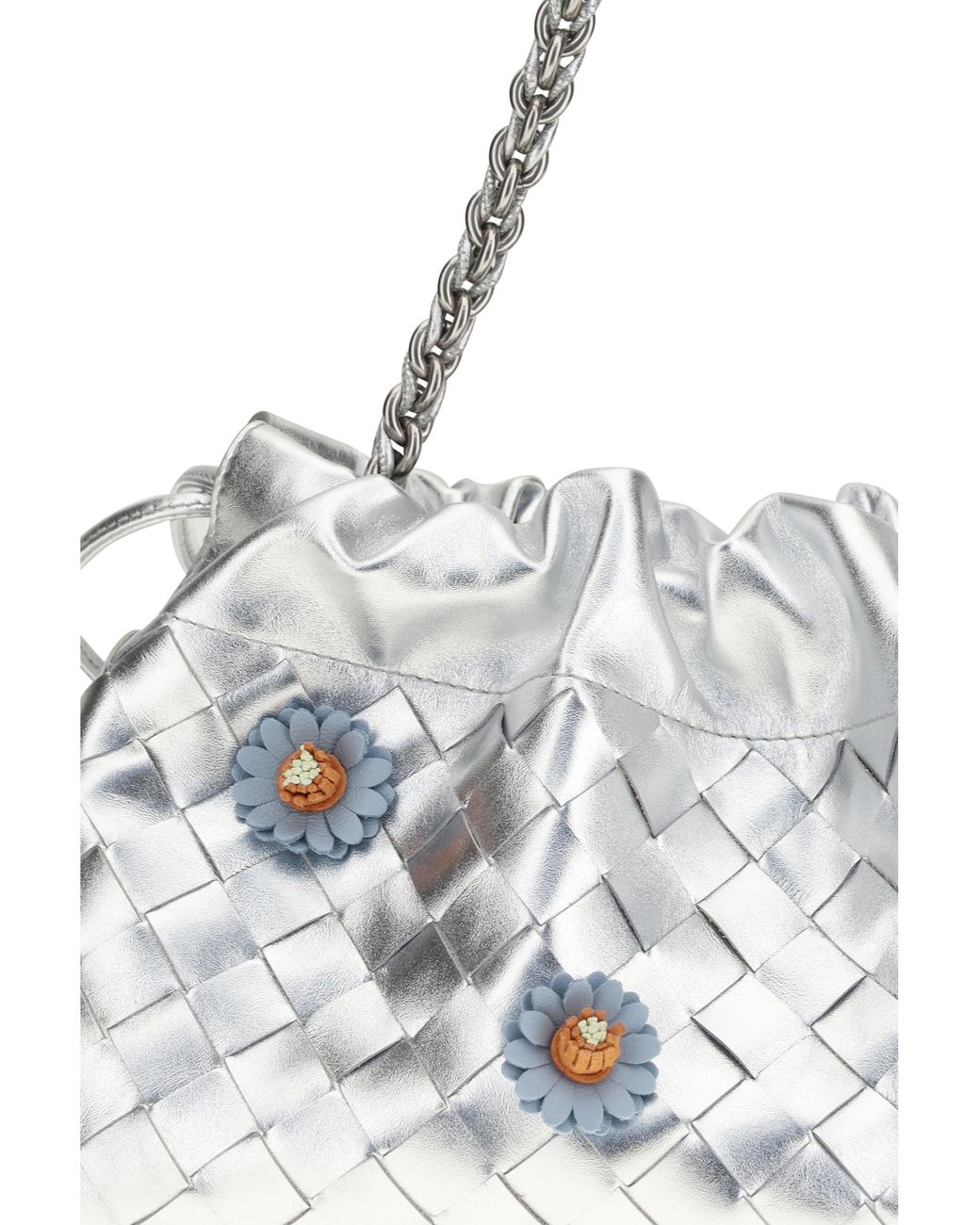 Bottega Veneta White Dustbag Clutch Bag With Floral Appliquãs