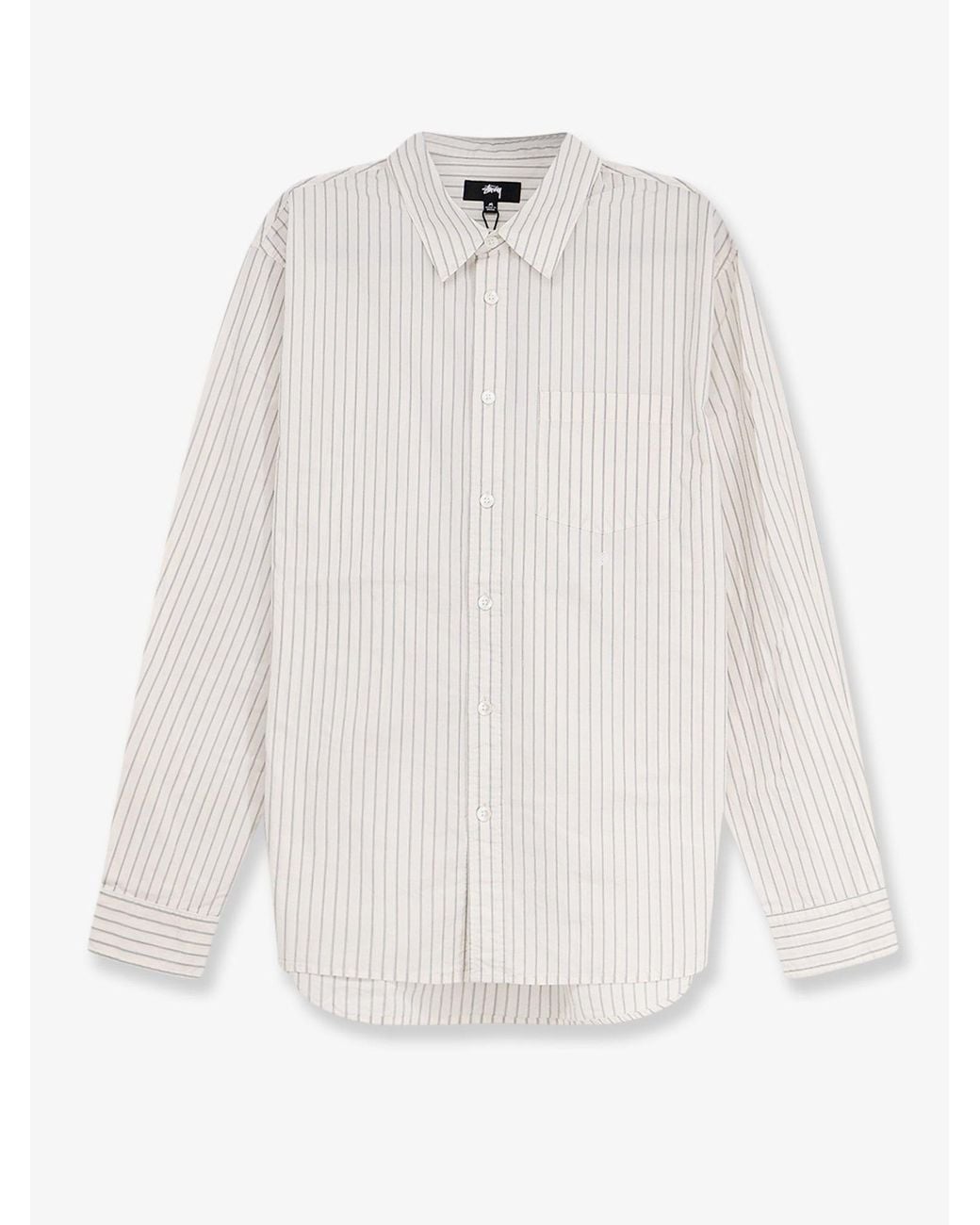 Stussy White Standard Striped Cotton Shirt for men