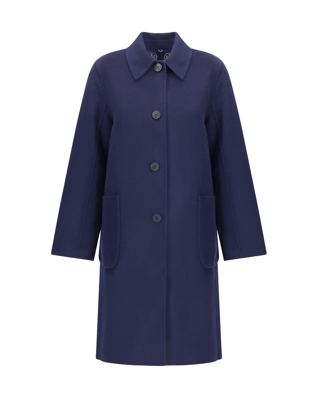 Tory Burch Blue Coat Reversible Double-Face Wool