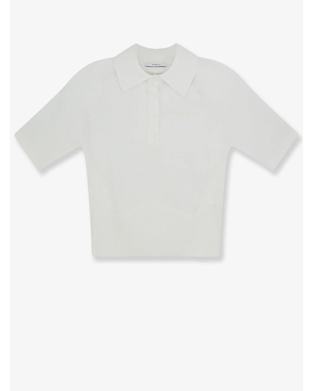 Givenchy White Cropped Cotton And Silk Polo Shirt