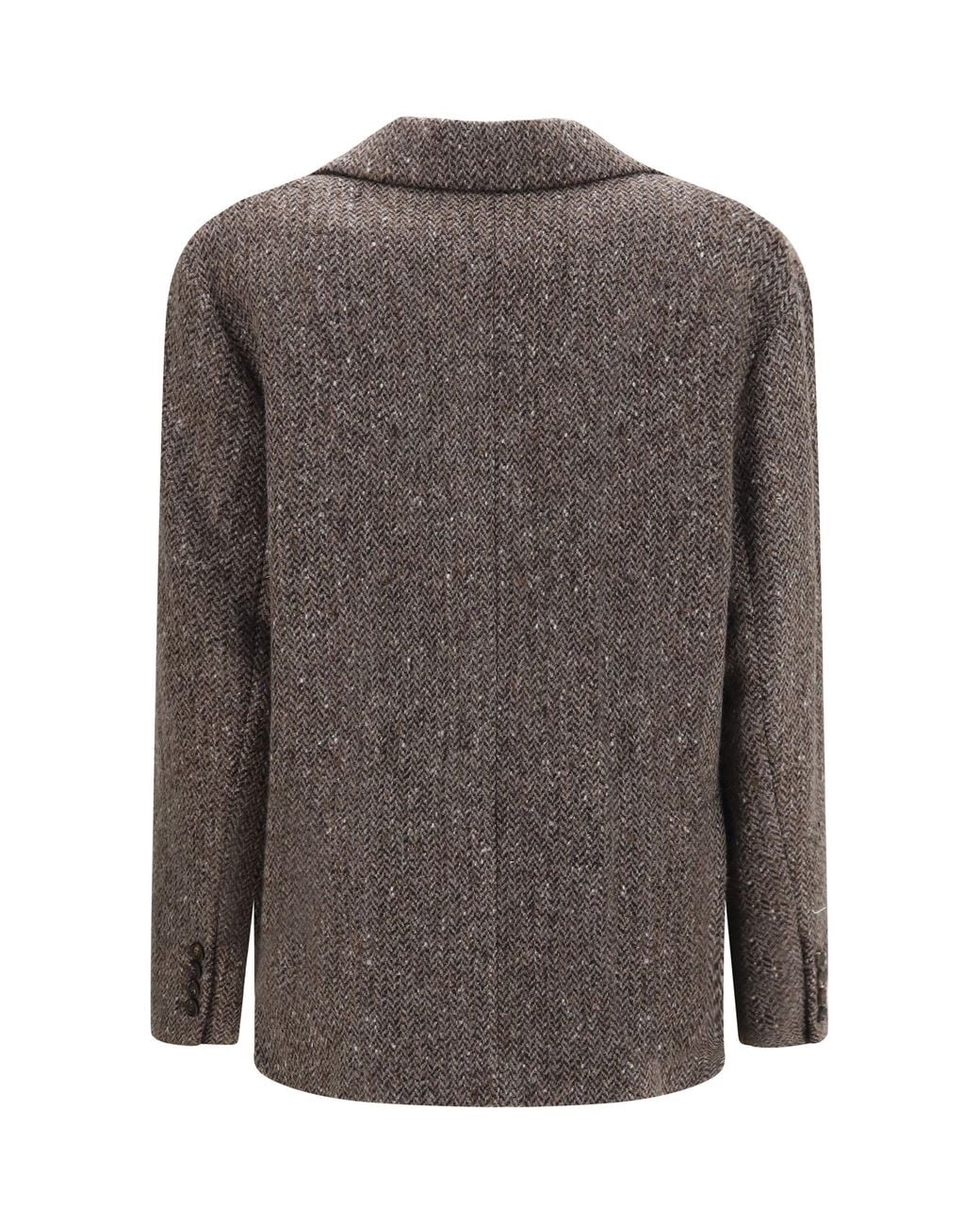 Brunello Cucinelli Gray Single-Breasted Virgin Wool Blend Jacket