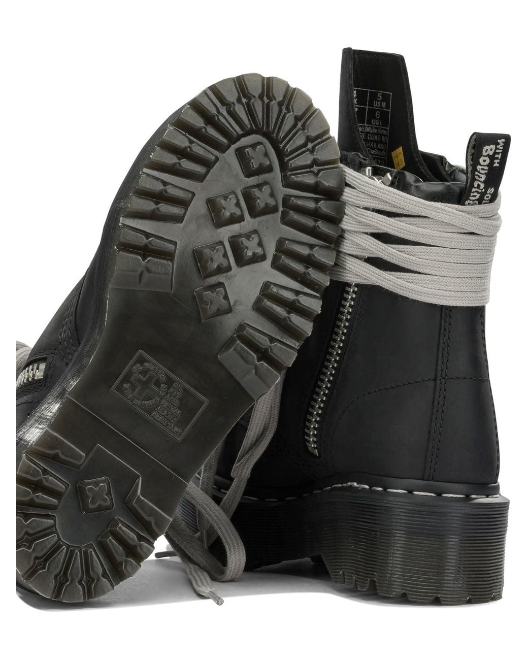Rick Owens Black X Dr. Martens Quad Sole Steel Zip-Up Boots