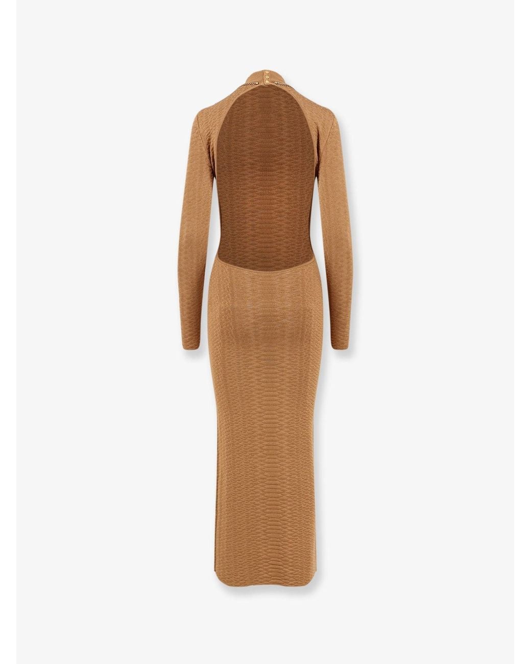 Elisabetta Franchi Natural Knitted Dress With Snake Detail