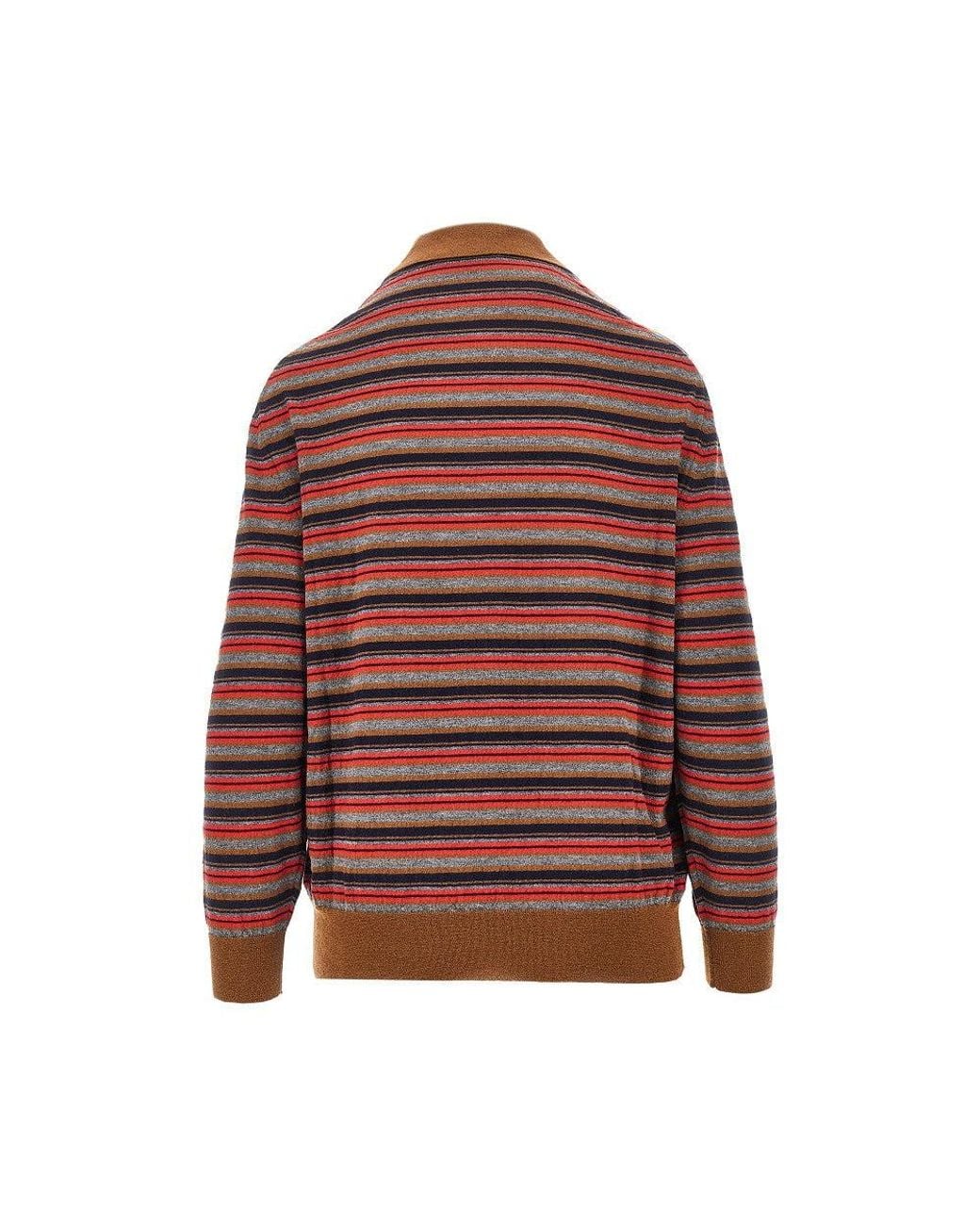 Prada Red Striped Cashmere Polo Shirt