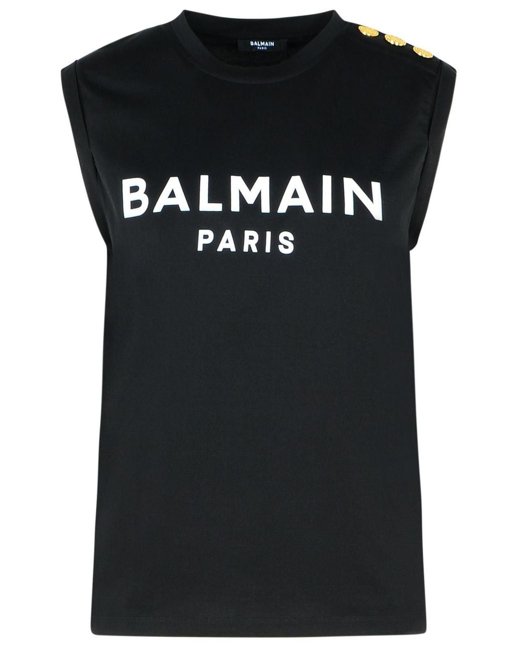 Balmain Black Cotton Tank Top
