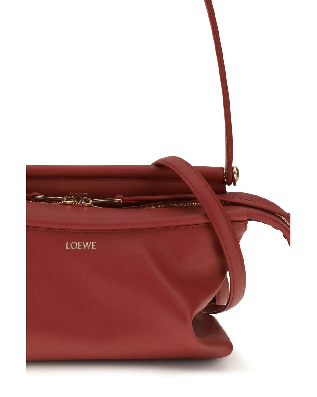 Loewe Red Whisker Glazed Calfskin Shoulder Bag Carmine