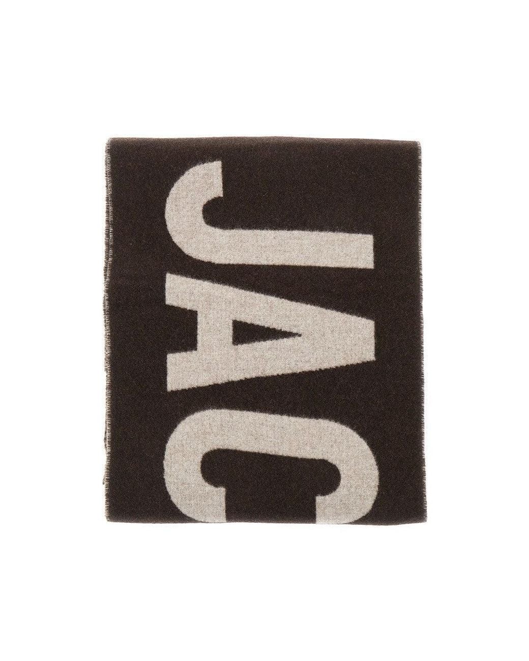 Jacquemus Black Jacquard Logo Wool Scarf for men