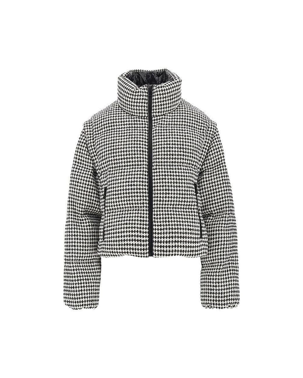 Pinko Gray Tweed Down Jacket With Detachable Sleeves