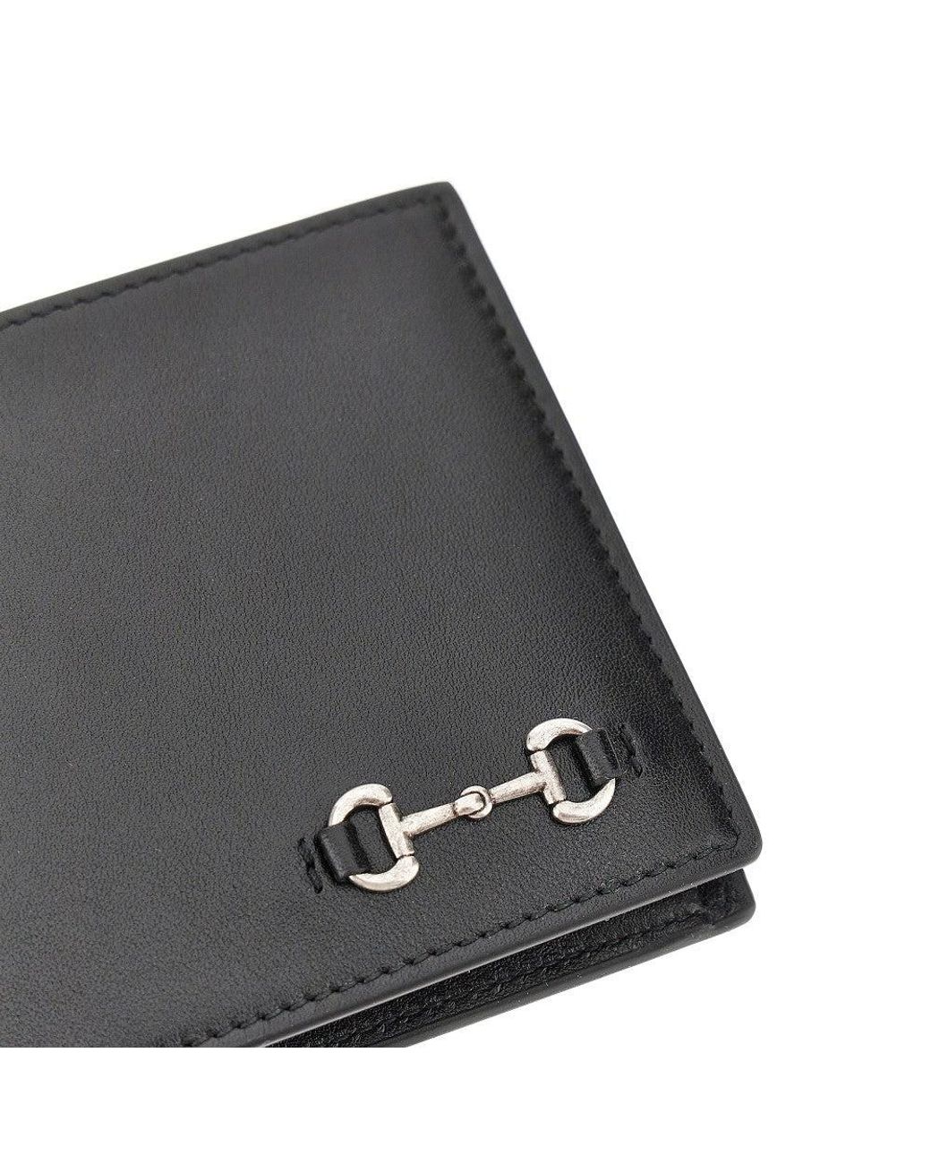 Gucci Black Leather Wallet With Horsebit Detail for men