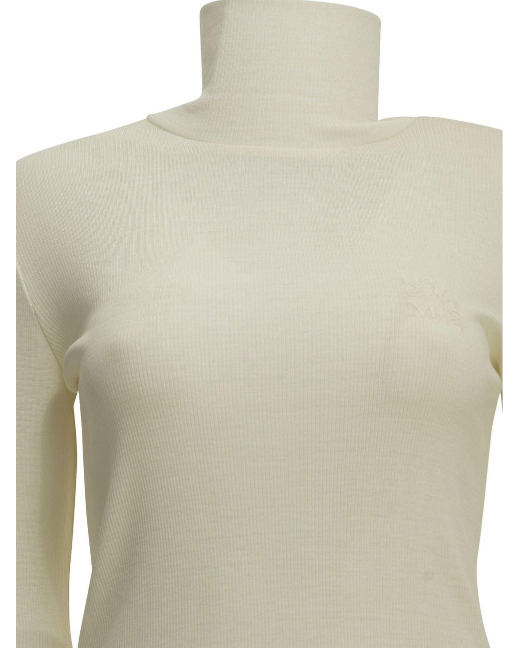 Max Mara White Wool Jersey Turtleneck Sweater