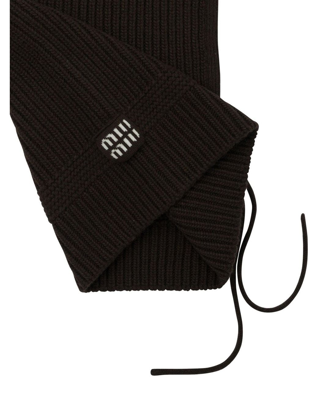Miu Miu Black Wool Hat With Logo