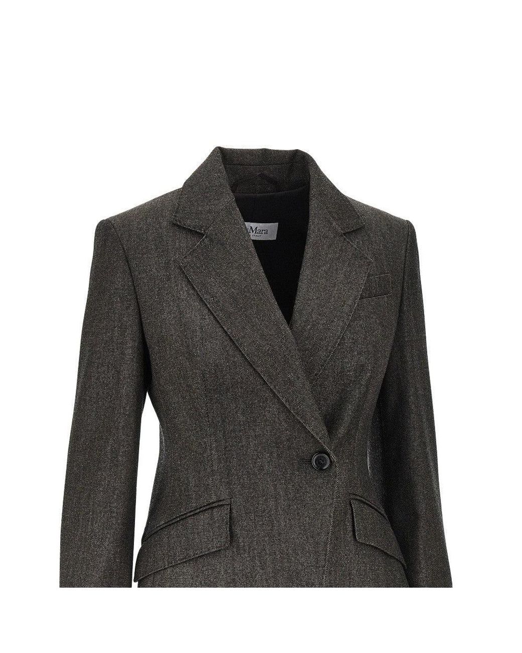 Max Mara Black Virgin Wool Double-Breasted Jacket