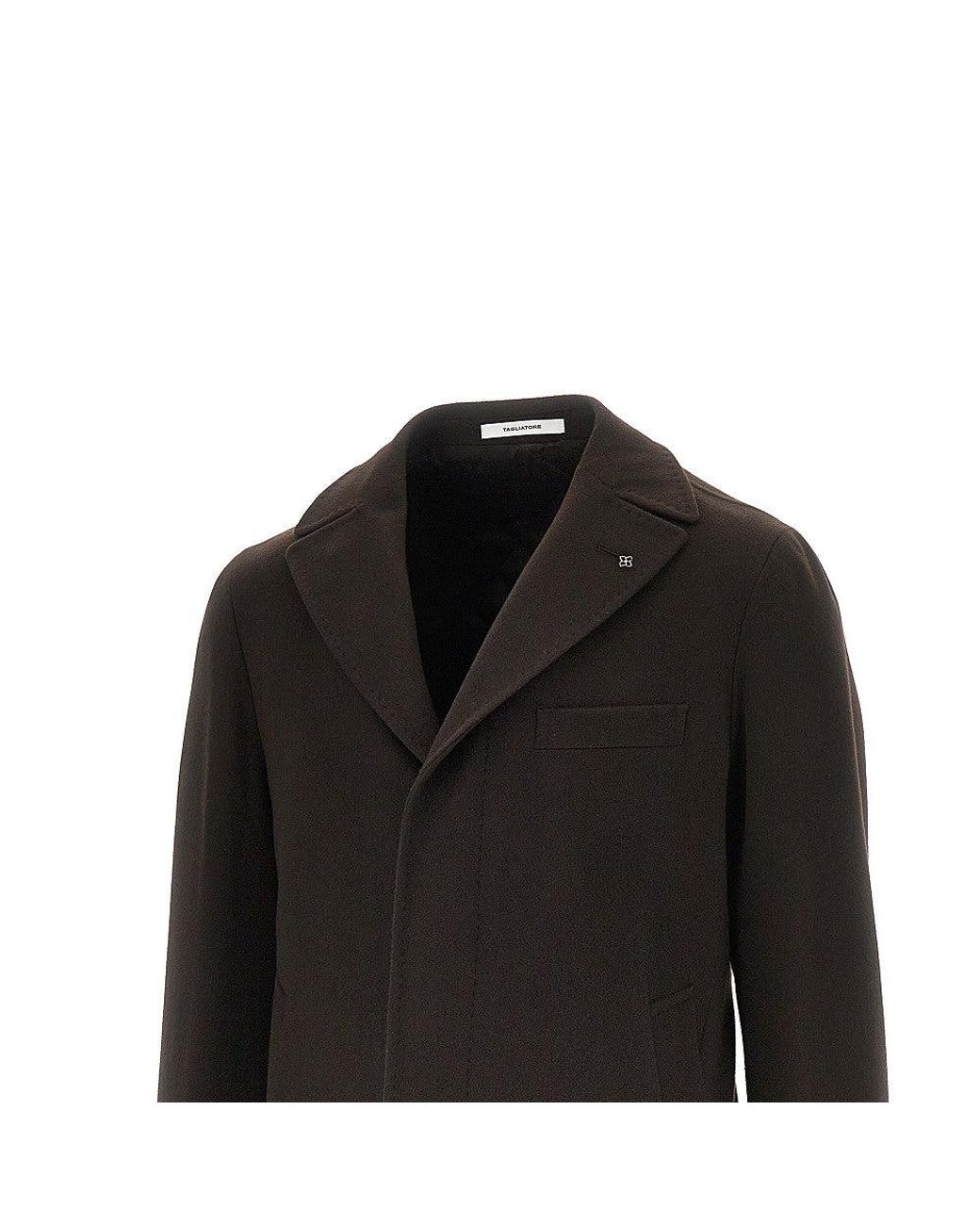 Tagliatore Black Cashmere And Wool Tailored Coat for men