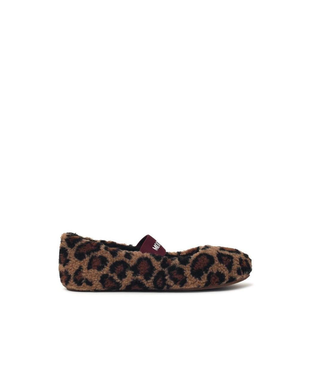 Moonboot White Fleece Teddy Leather Cognac Ballet Flats