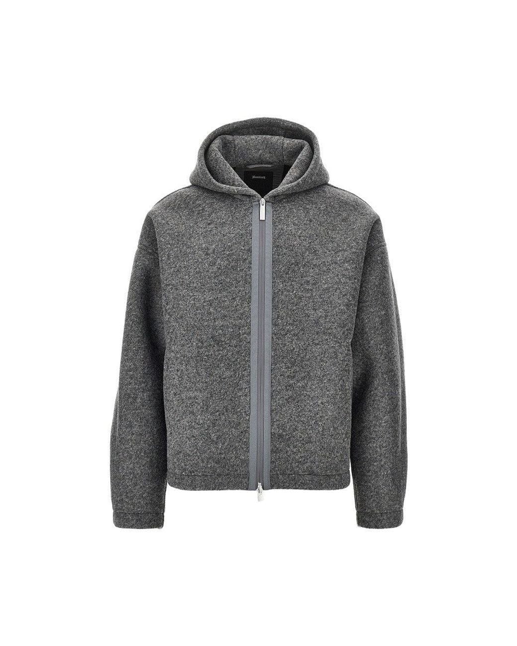 Herno Gray Wool-Blend Cloth Blouson Jacket for men