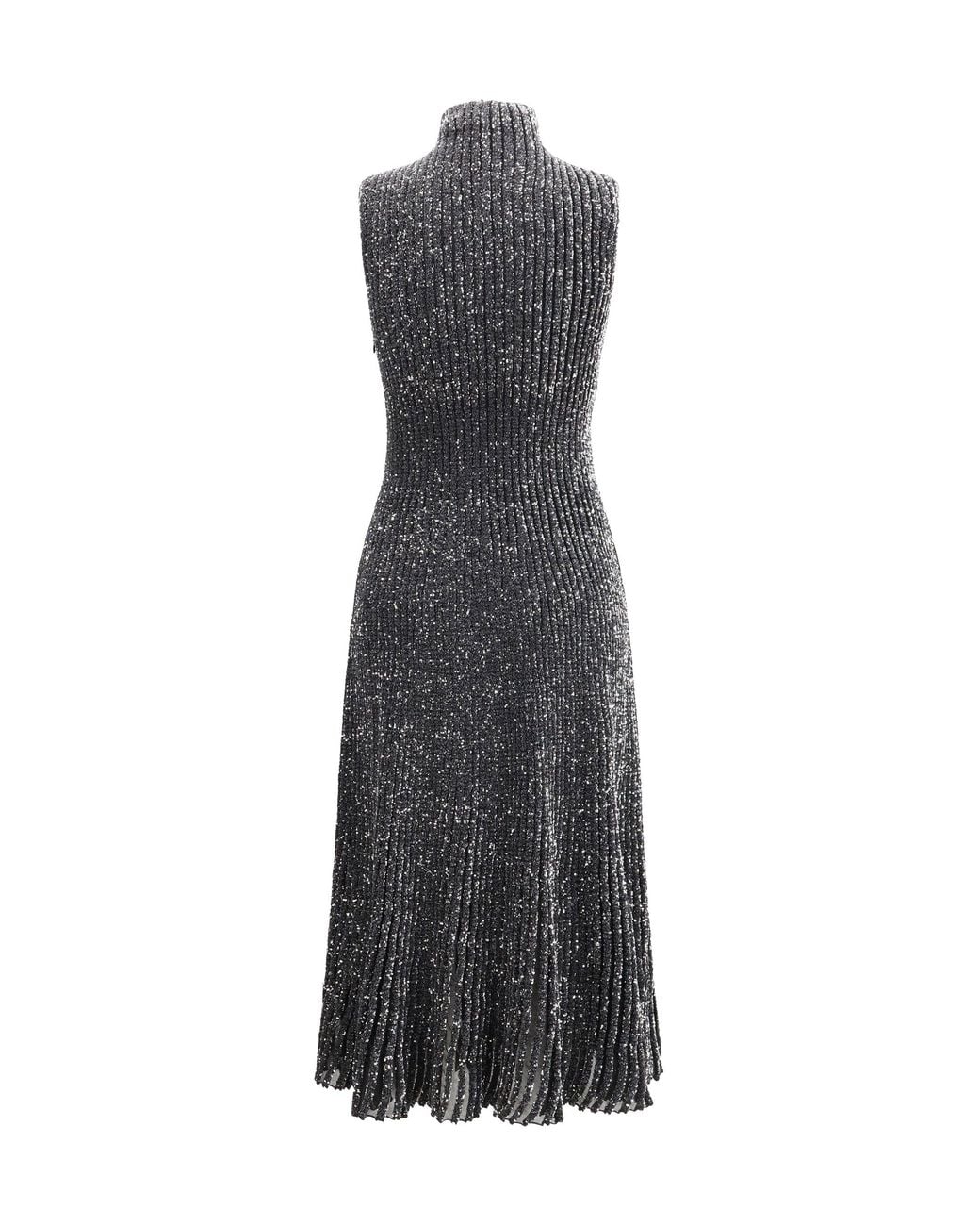 Alaïa Black Midi Dress Sequined Polyamide