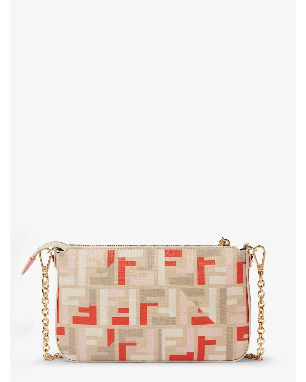 Fendi Pink Pouch Baguette Ff Jacquard Fabric Shoulder Bag