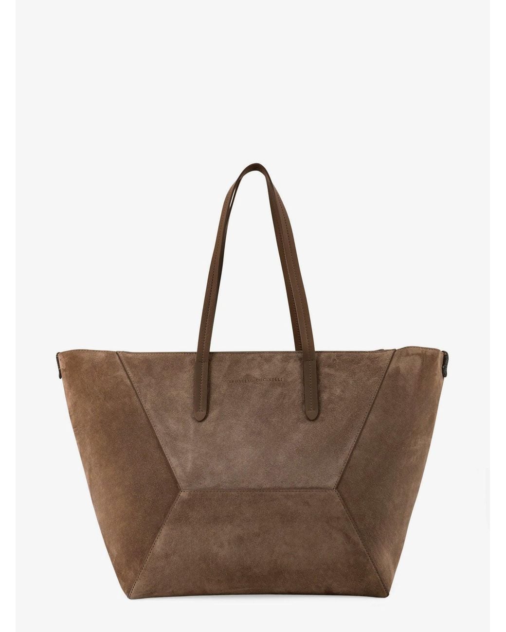 Brunello Cucinelli Brown Bc Duo Suede Shoulder Bag With Engraved Logo