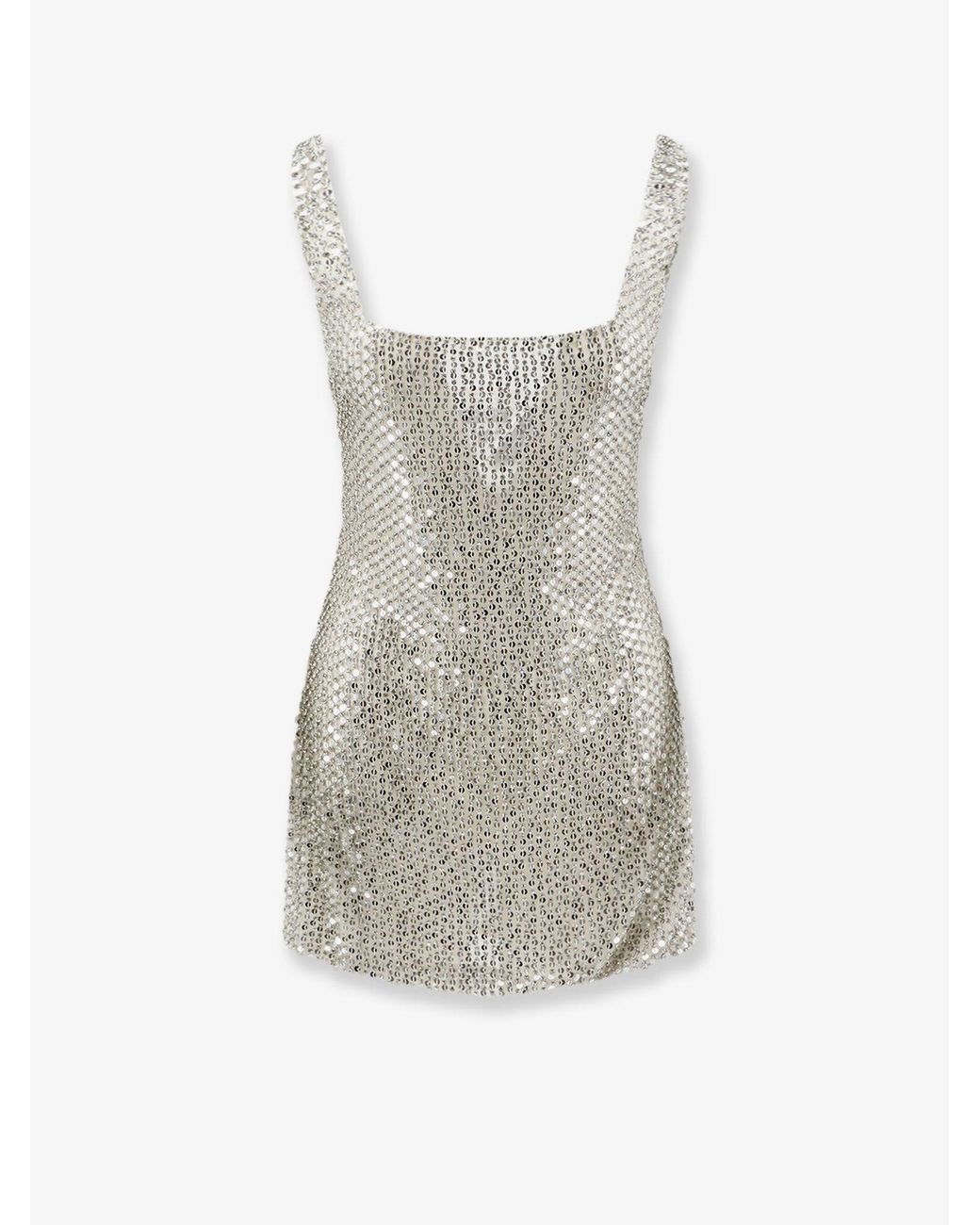 retroféte White Mini Dress With Sequins And Rhinestones