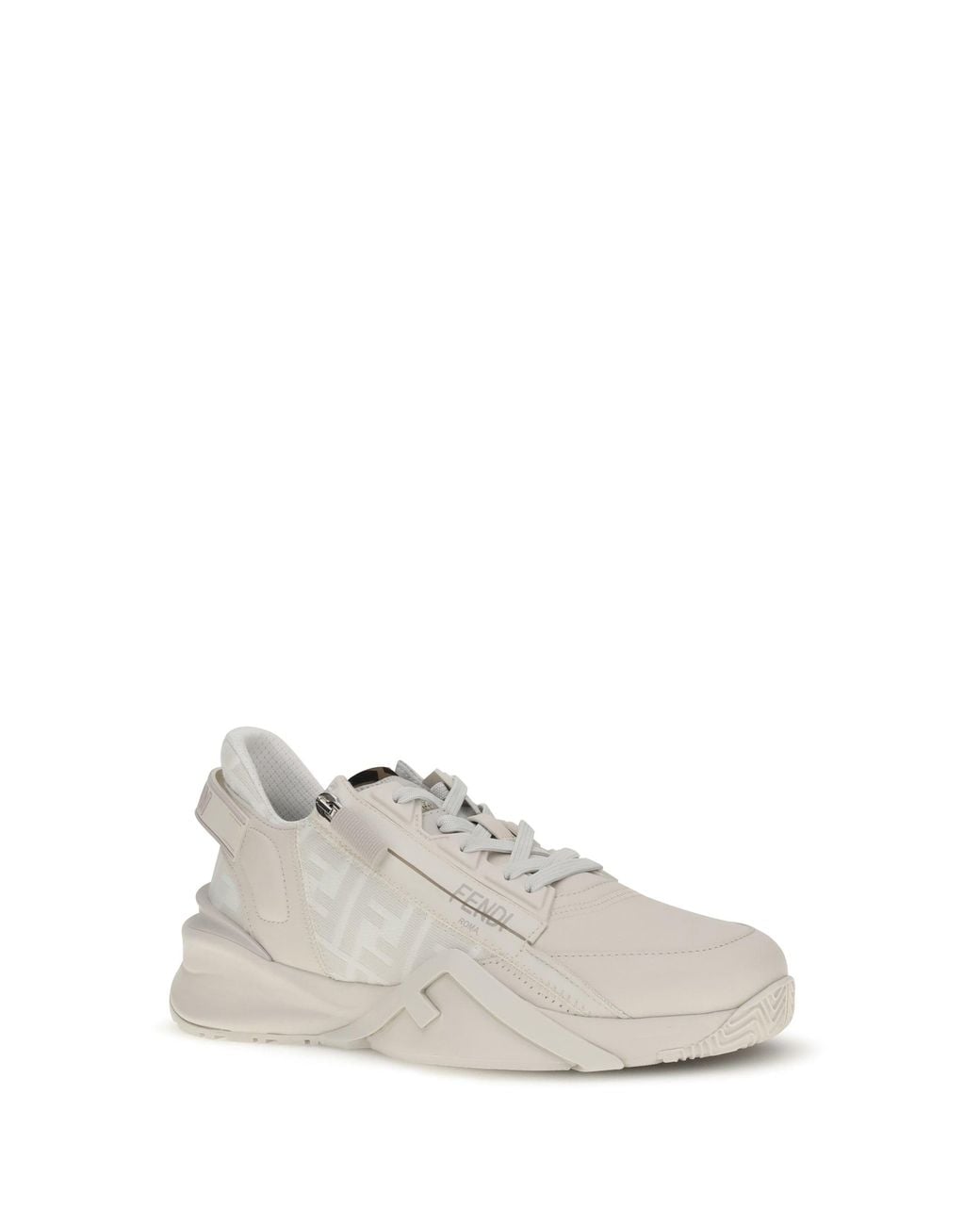 Fendi White Calf Leather Bos Taurus Athletic Sneakers