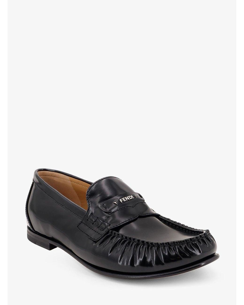 Fendi White Leather Scrunch Loafers for men