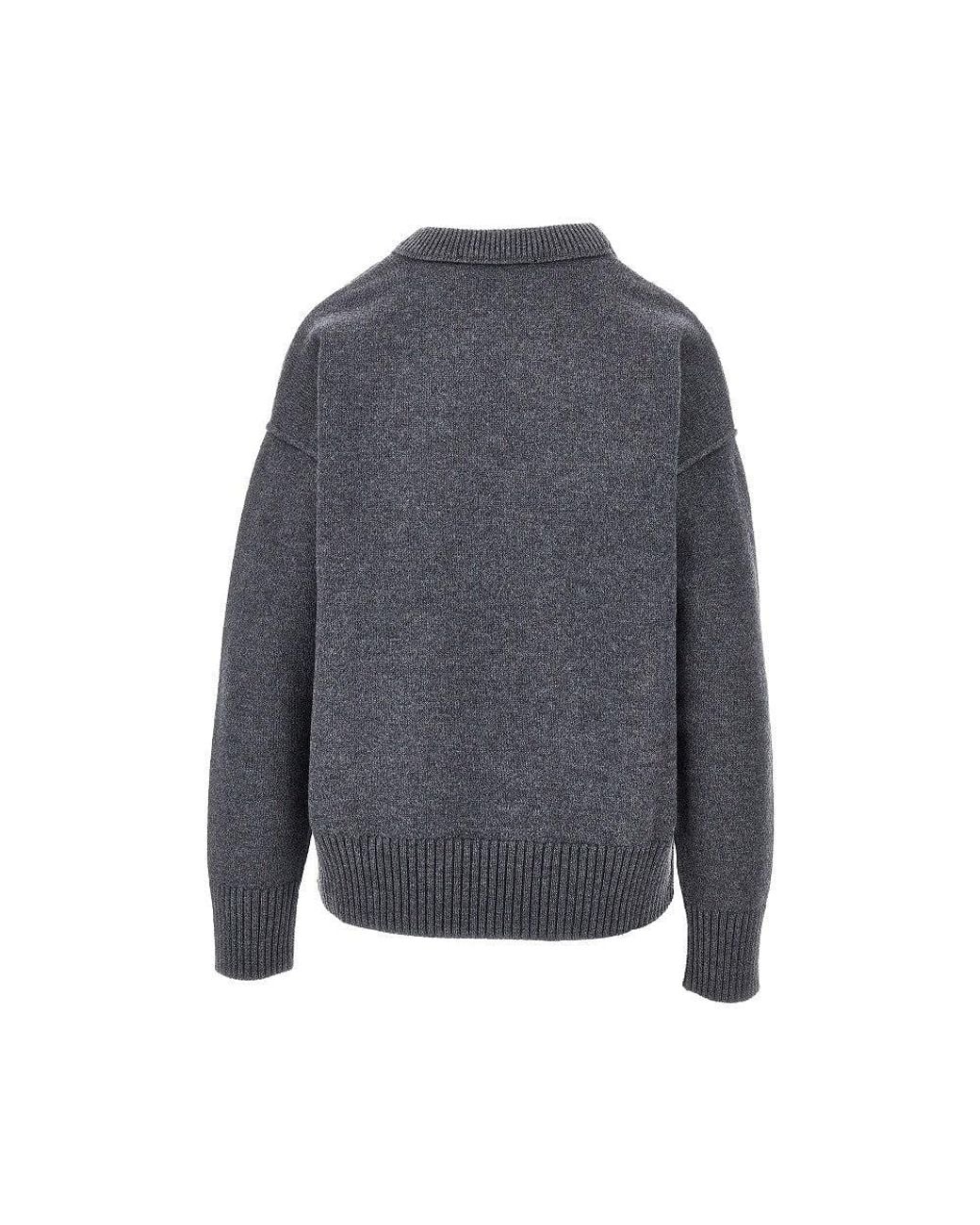 AMI Gray Ami 'Ami De Coeur' Crewneck Sweater