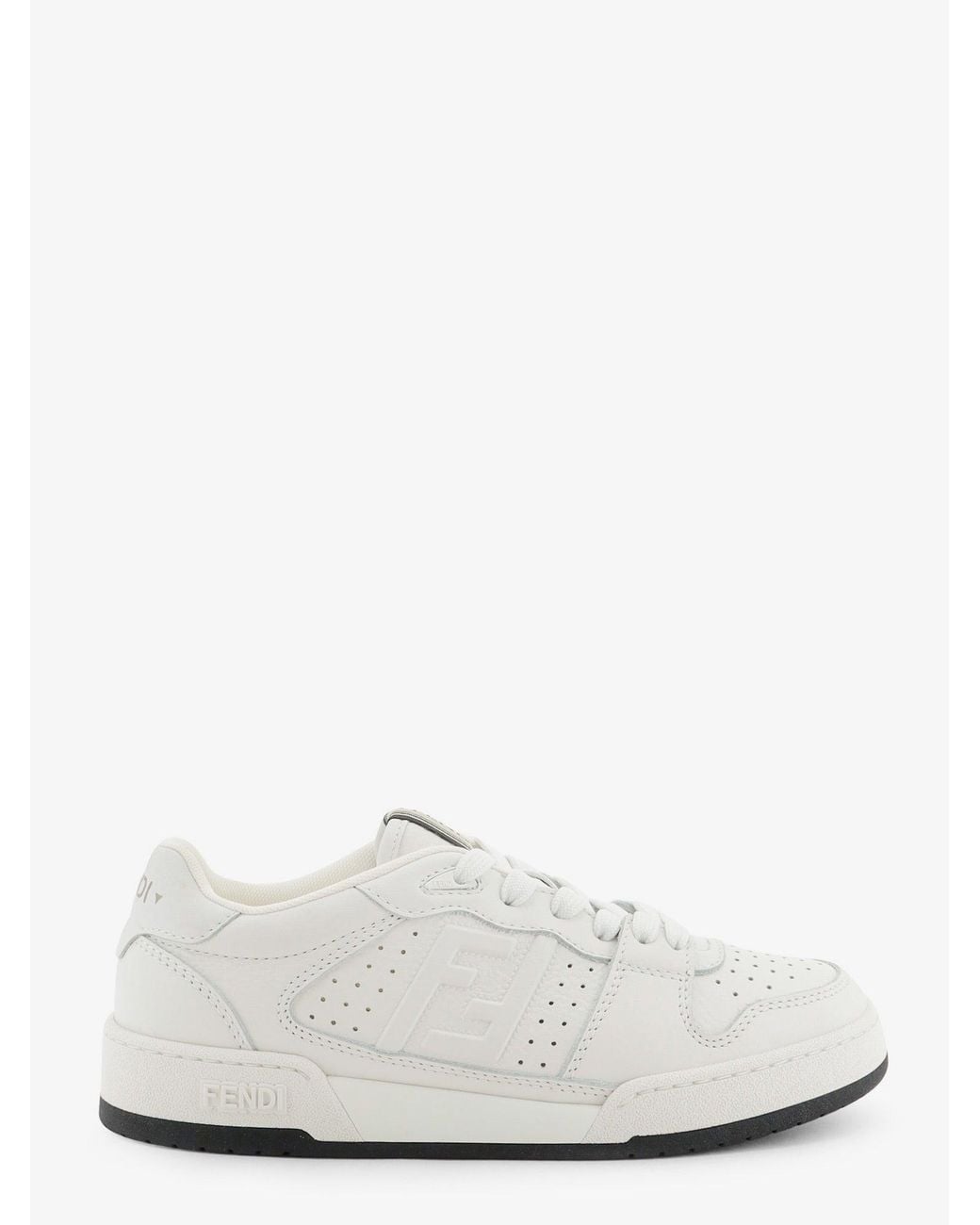 Fendi White Match Leather Low-Top Sneakers