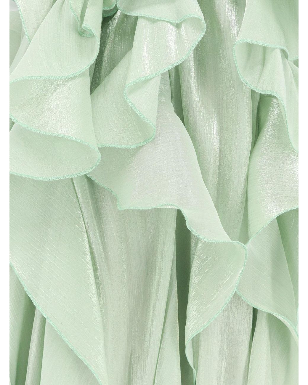 ACTUALEE Green Long Dress With Ruffles