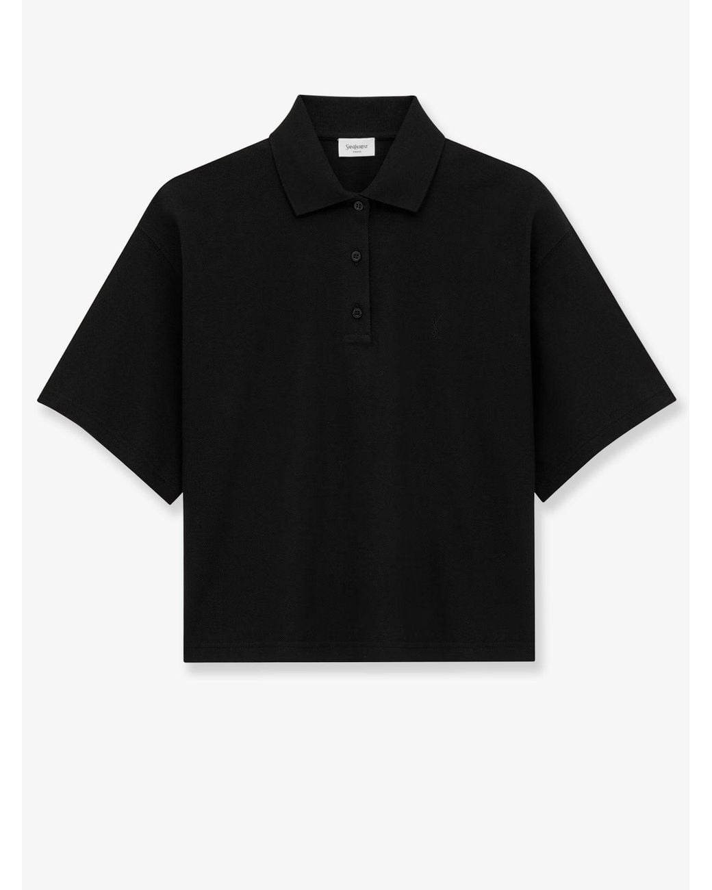 Saint Laurent Black Cotton-Piqué Blend Polo Shirt