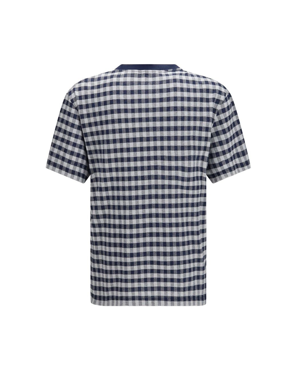 Loewe Blue Checked Jacquard Cotton T-Shirt for men