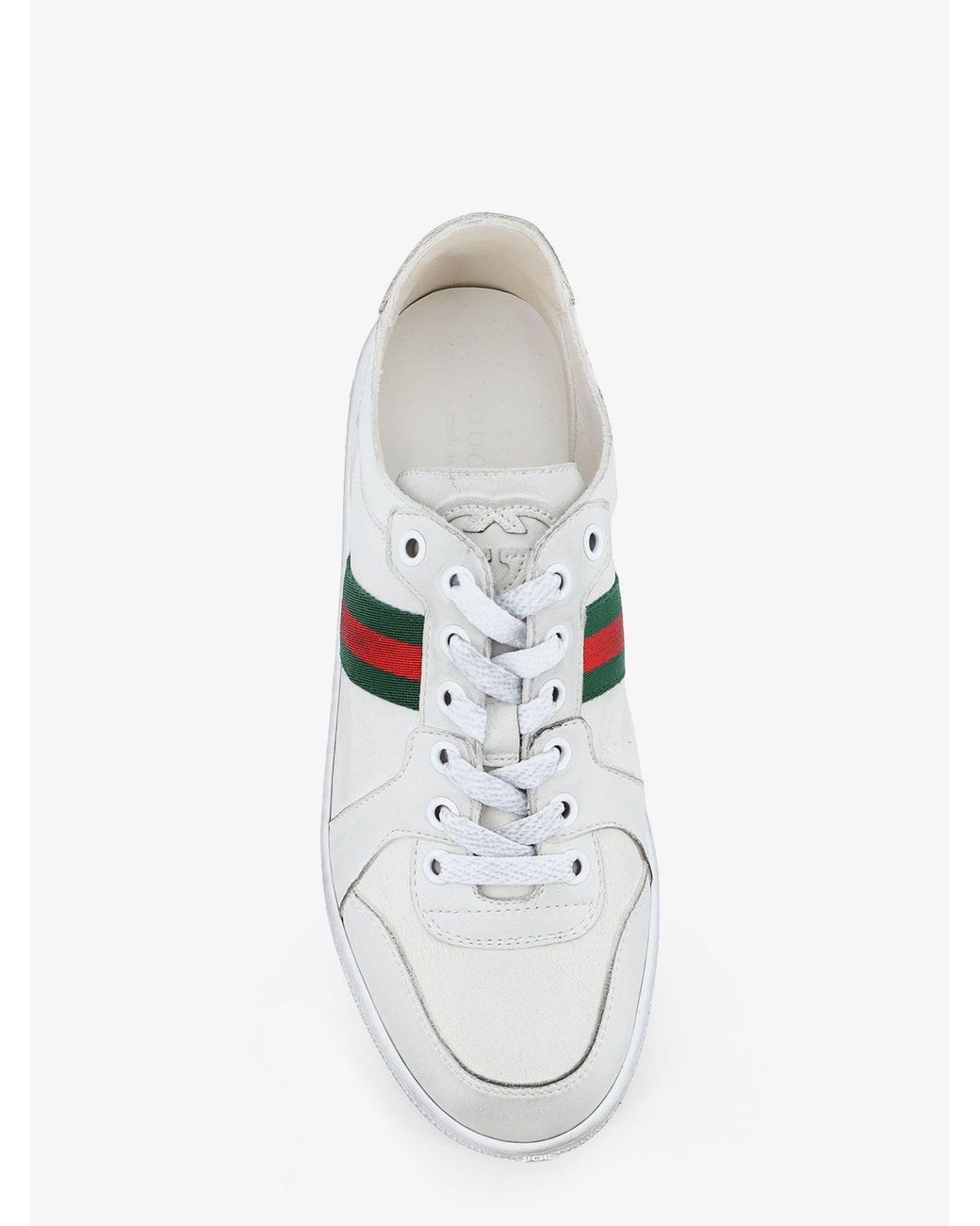 Gucci White Stretch Leather Sneakers