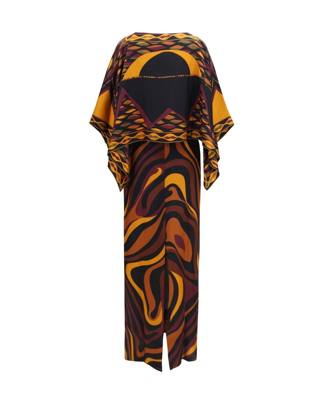 Emilio Pucci Metallic Silk Dress With Shoulder Cape Bordeaux