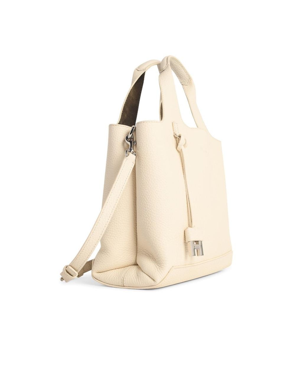 Hogan Natural Ivory Leather Shopping Bag